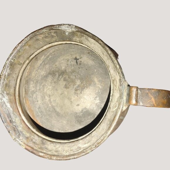 Pot Cauldron Patina Antique Rustic Copper Pitcher Pure Pour Solid Rivet Handle - Picture 7 of 8